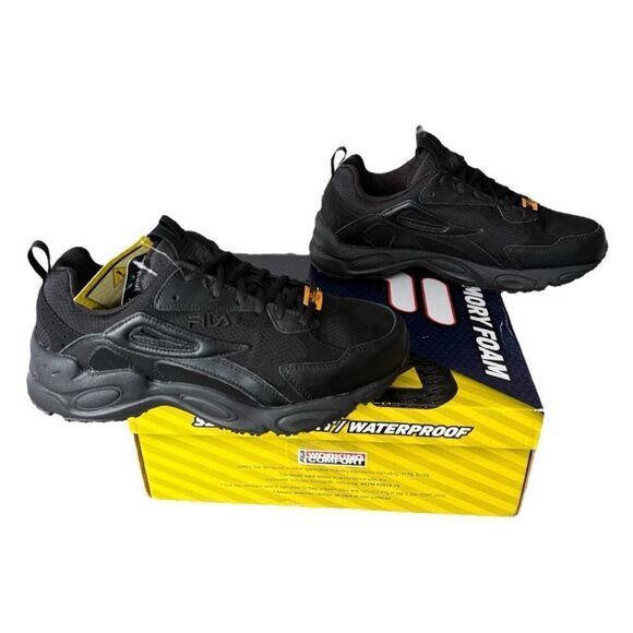 Fila Lateshift Black Slip Resistant Waterproof Memory Foam Men’s Work Shoe XWide - Picture 5 of 16